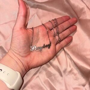 PLAYBOY Silver Script Necklace